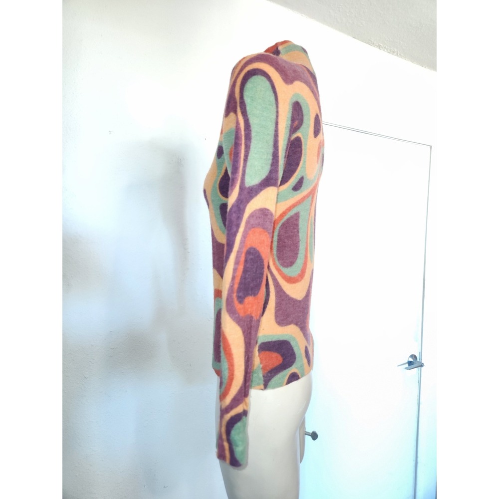 Autumn Cashmere Limited Edition M Pure Cashmere Psychedelic Swirl Turtleneck - Picture 3 of 7